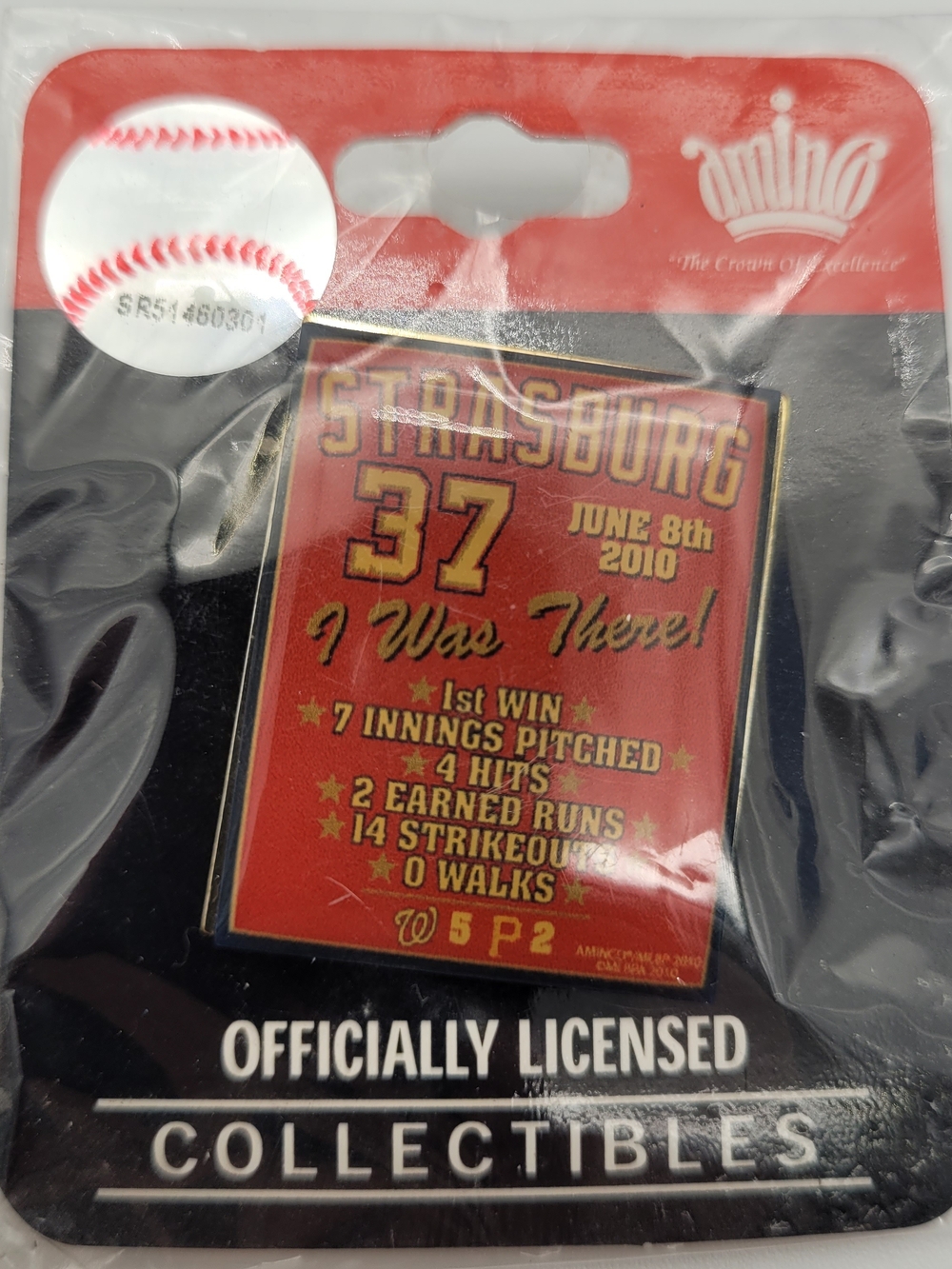 Aminco Officially Licensed Red Strasburg 37 Collectible Pin